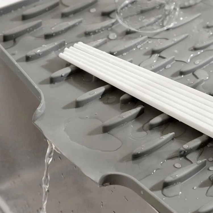 Dish Drying Mat Silicone Drainage Channel Non-Slip