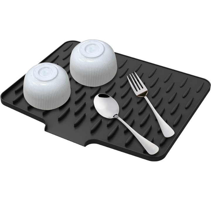 Dish Drying Mat Silicone Drainage Channel Non-Slip