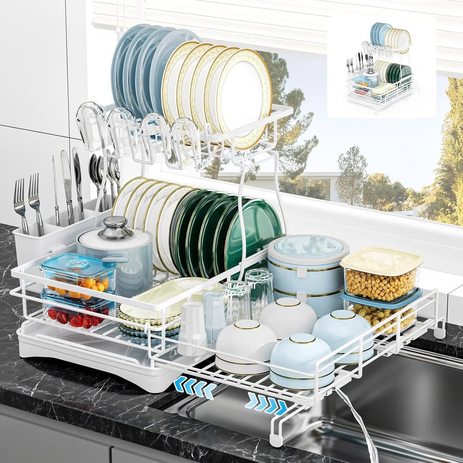 Dish Rack Two-Tier Pull-Out Side & Drip Tray