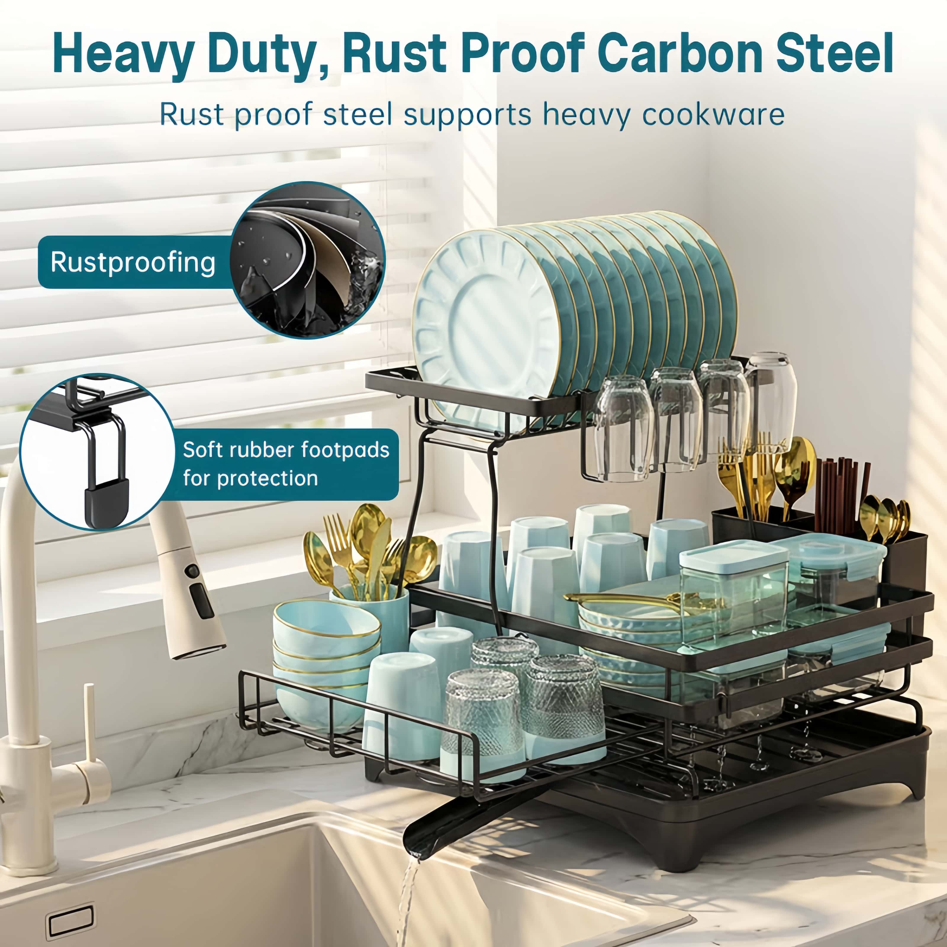 Dish Rack Two-Tier Pull-Out Side & Drip Tray