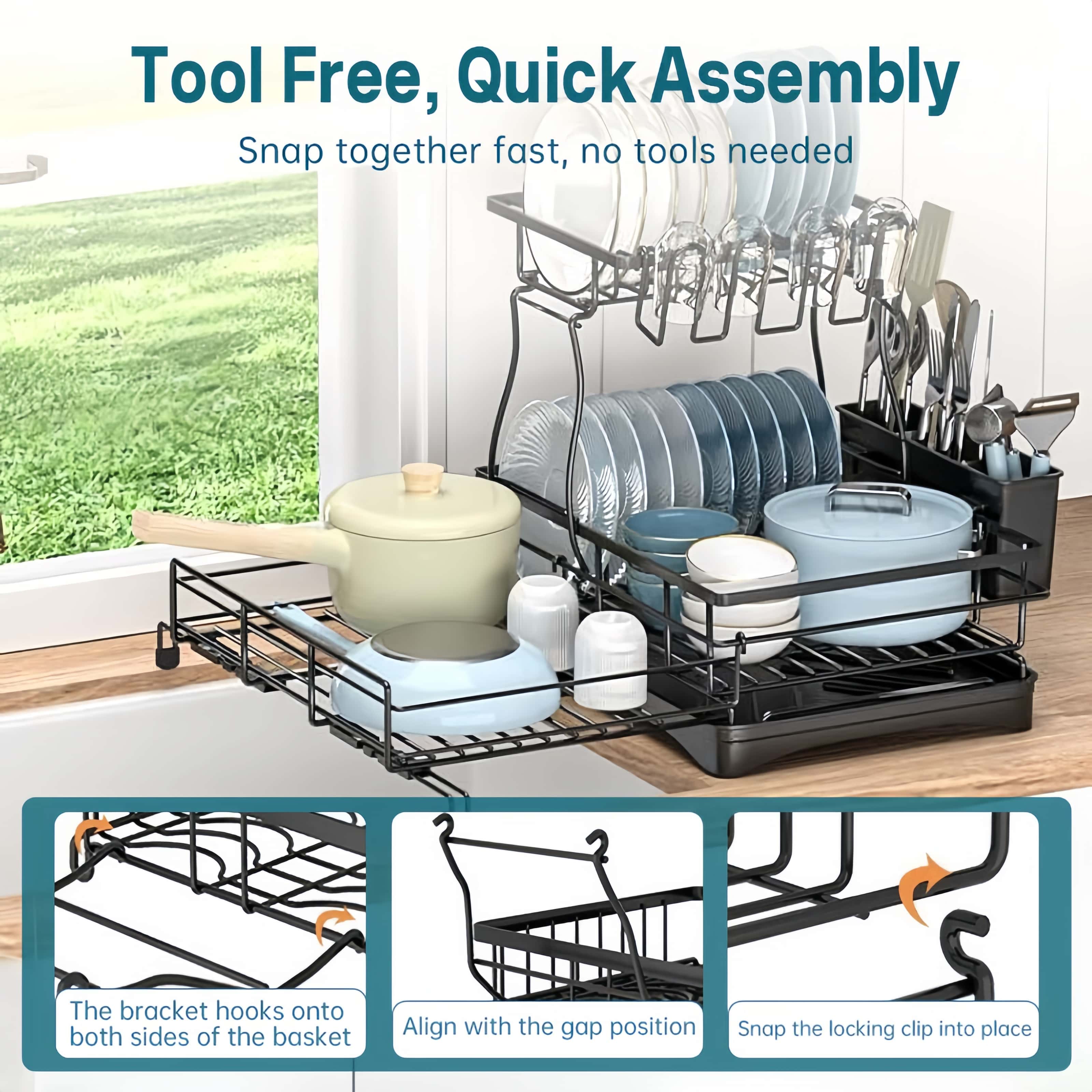 Dish Rack Two-Tier Pull-Out Side & Drip Tray