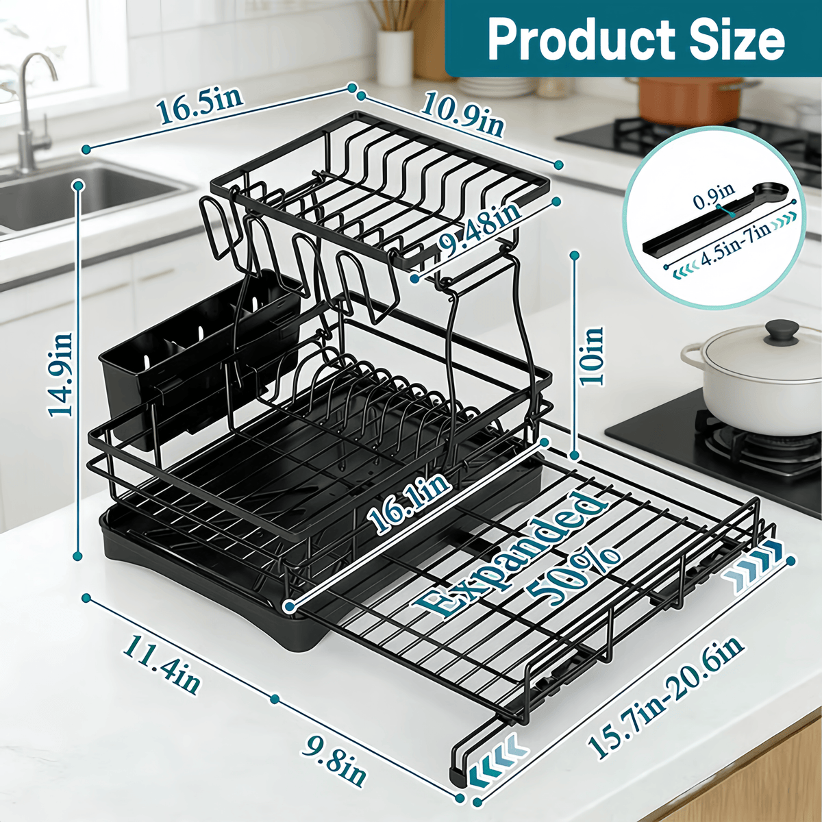 Dish Rack Two-Tier Pull-Out Side & Drip Tray