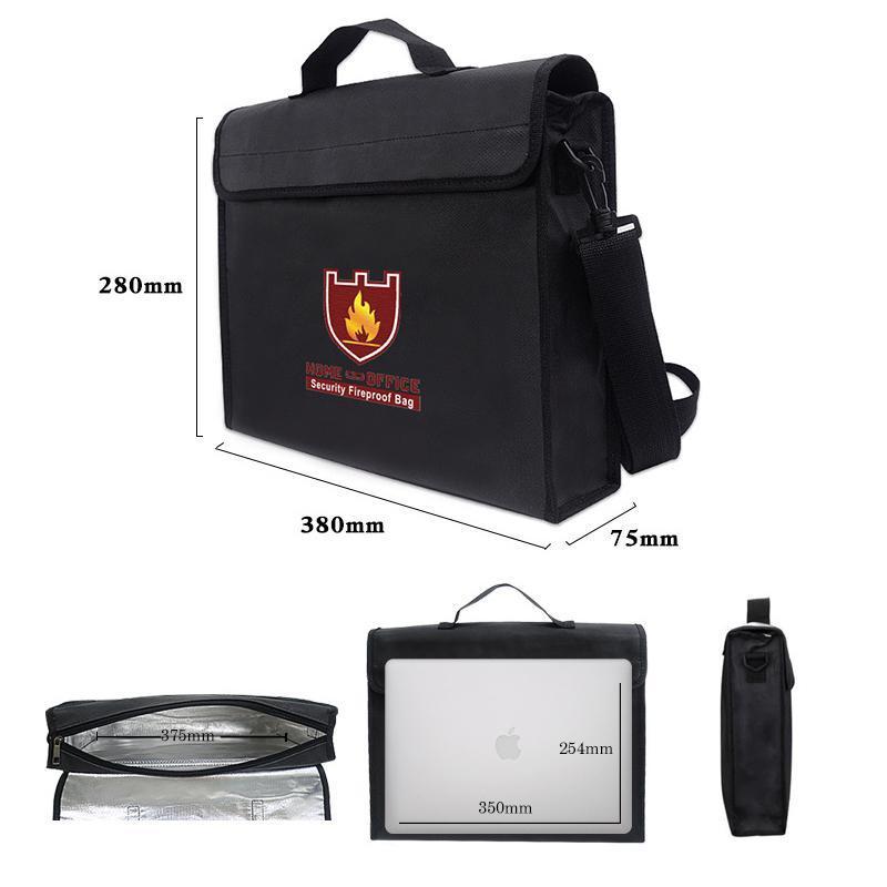 Document Bag Fireproof & Water-Repellent Fits 15-Inch Laptop