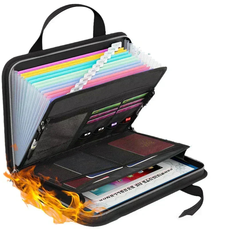 Document Folder Fire-Resistant Water-Resistant 12-Compartment