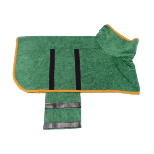 Dog Bathrobe Super-Absorbent Polyester Blend Velcro Closure & Adjustable Collar
