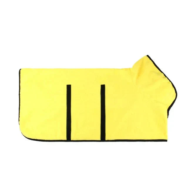 Dog Bathrobe Super-Absorbent Polyester Blend Velcro Closure & Adjustable Collar