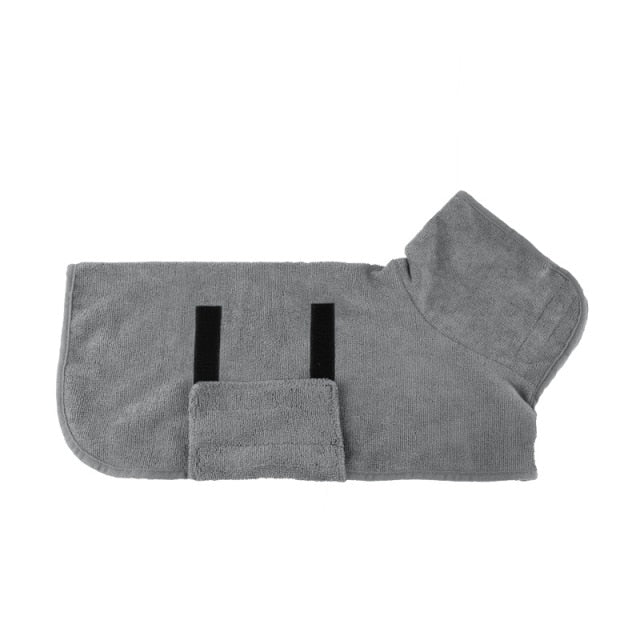 Dog Bathrobe Super-Absorbent Polyester Blend Velcro Closure & Adjustable Collar