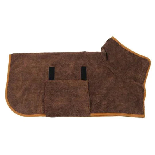 Dog Bathrobe Super-Absorbent Polyester Blend Velcro Closure & Adjustable Collar