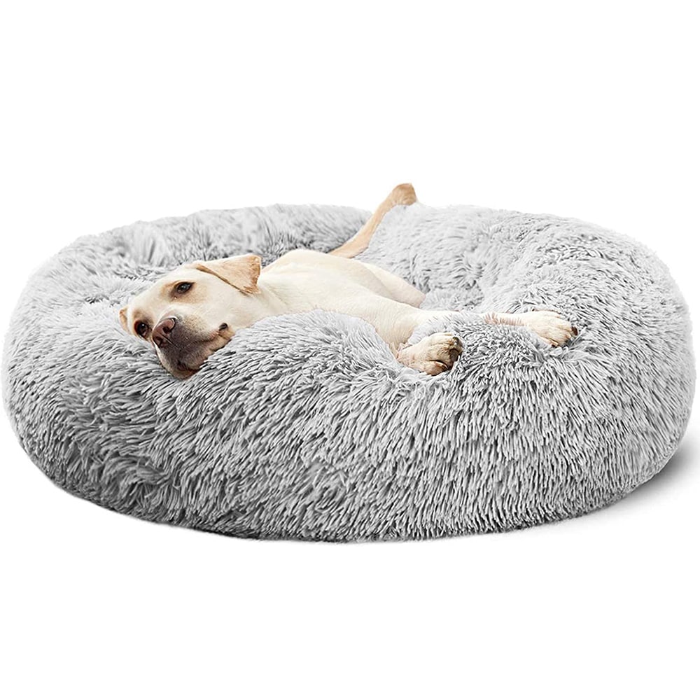 Dog Bed Calming Donut Memory Foam & Plush Cover