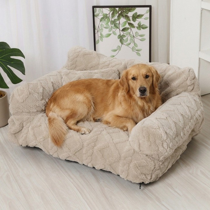 Dog Bed Plush Velour Bolster & Supportive Filling