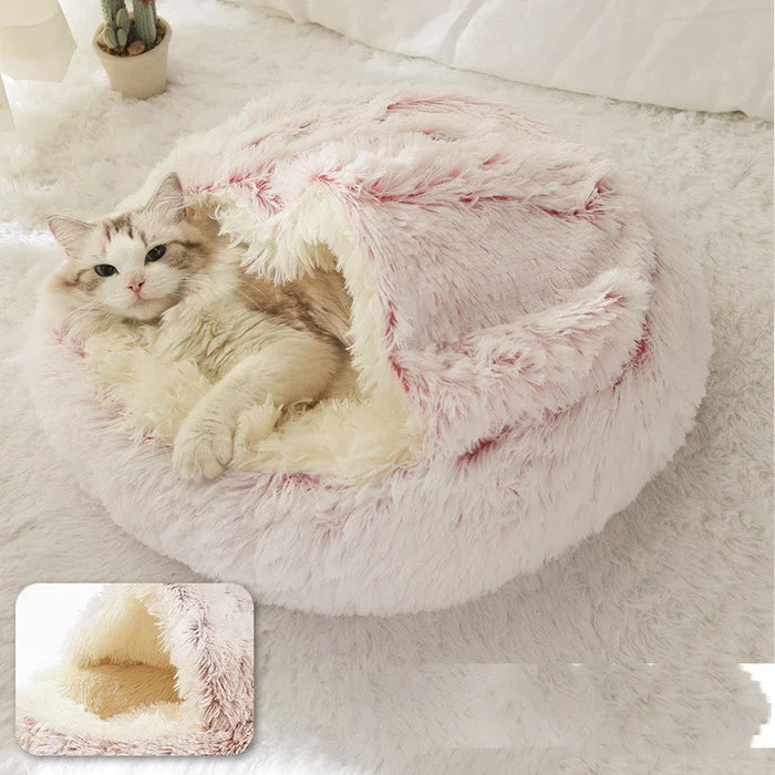 Dog Bed Round Plush Raised Edge Non-Slip Machine Washable