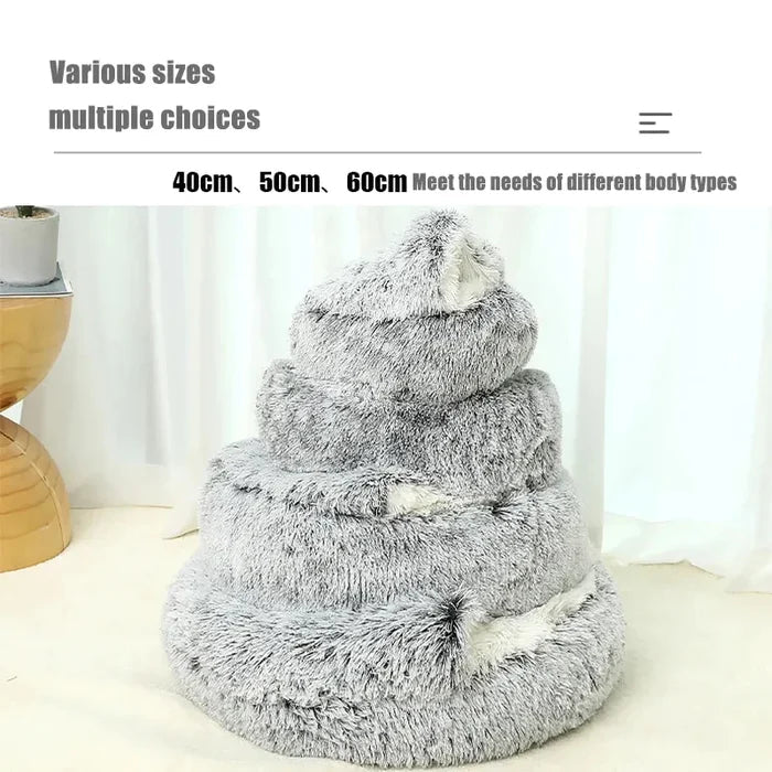 Dog Bed Round Plush Raised Edge Non-Slip Machine Washable