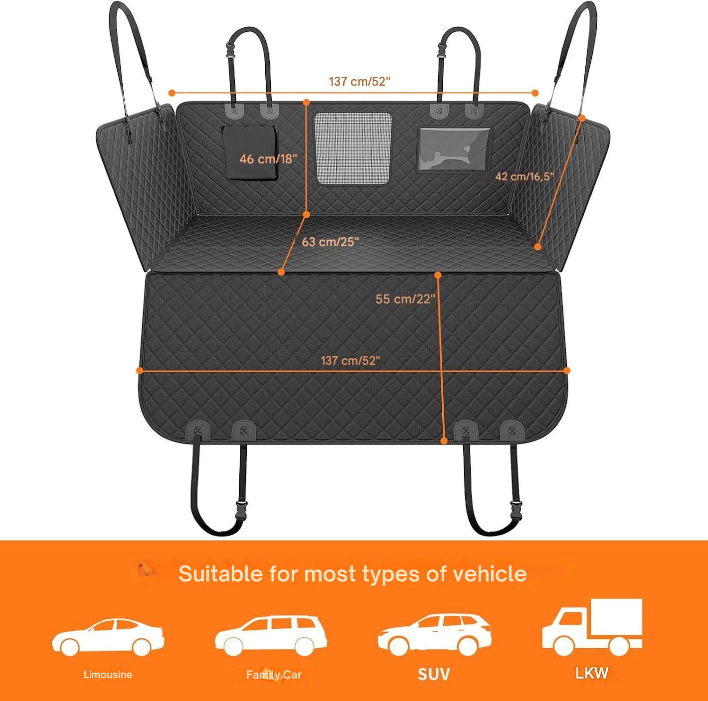 Dog Car Seat Cover Water-Repellent & Padded Universal Fit