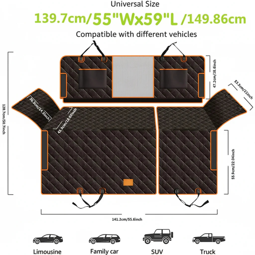 Dog Car Seat Cover Waterproof Non-Slip & Machine Washable
