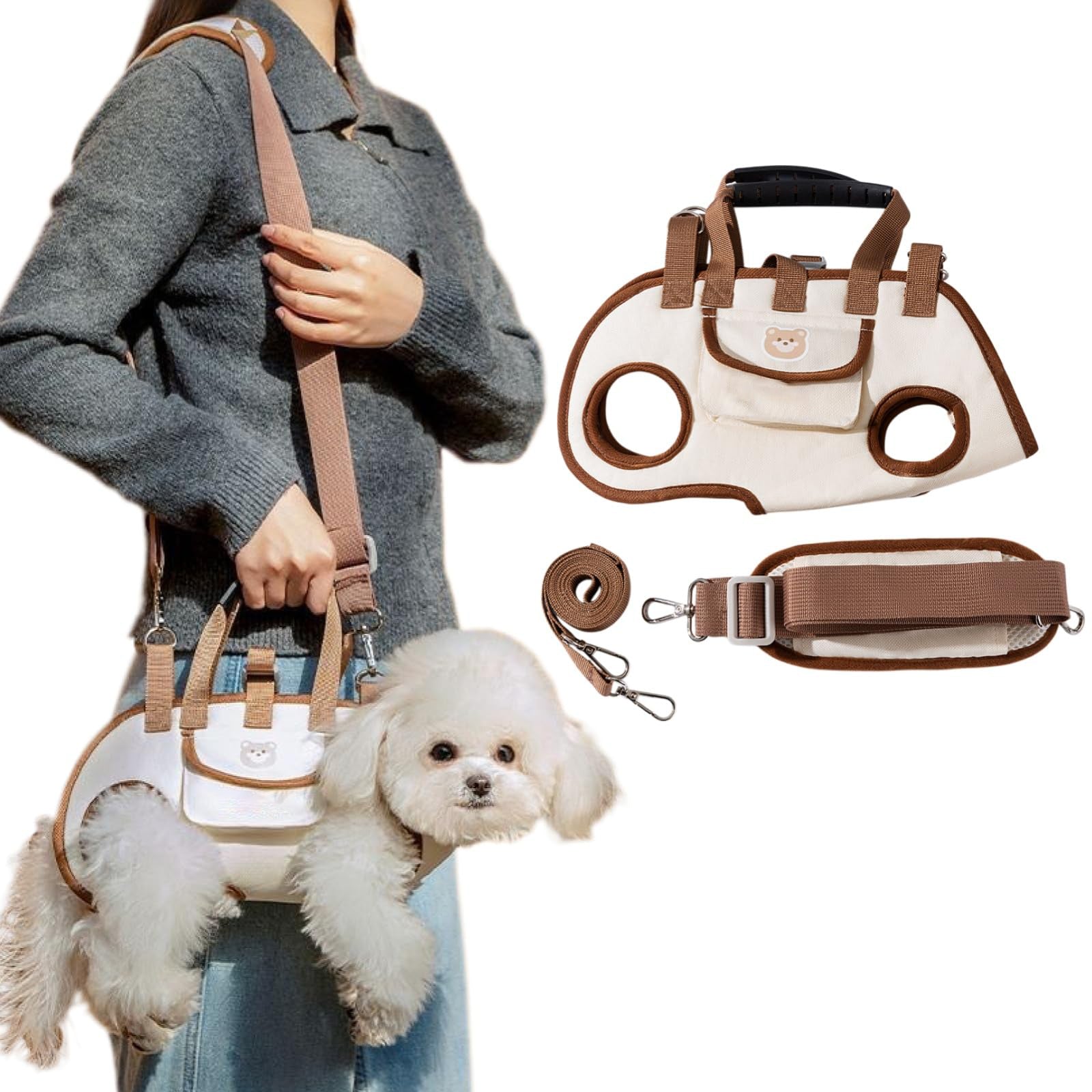 Dog Carrier Breathable Mesh Padded Handle & Adjustable Strap