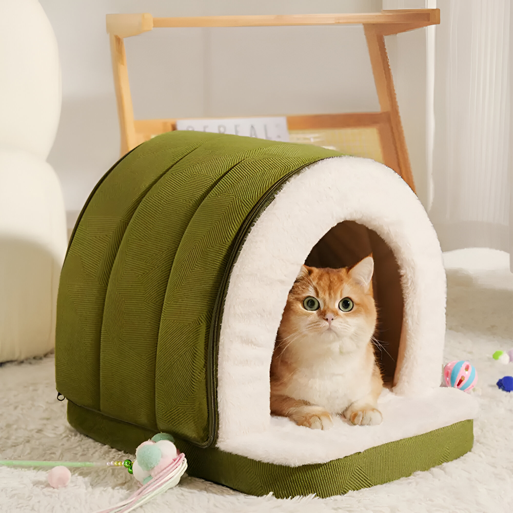 Dog & Cat Bed 2-In-1 Convertible Cave Orthopedic Foam