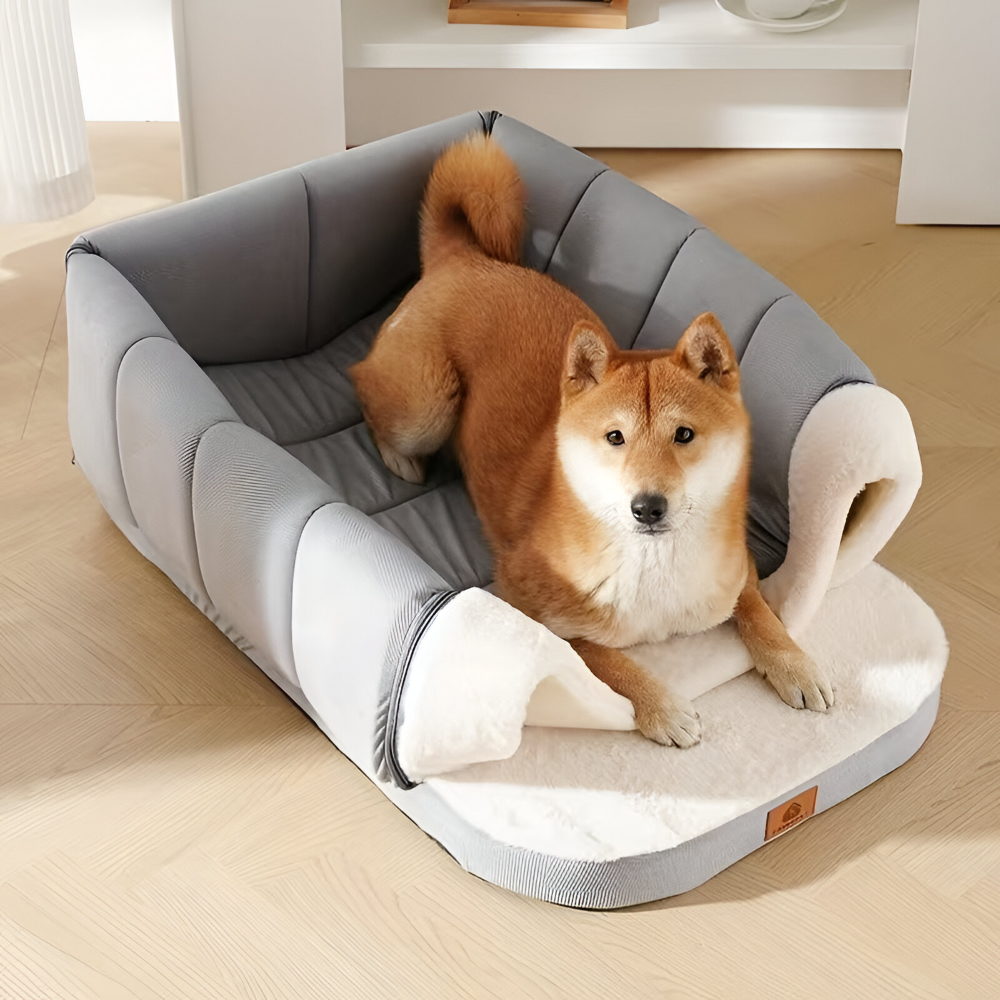 Dog & Cat Bed Convertible Cave-to-Flat Orthopedic Foam