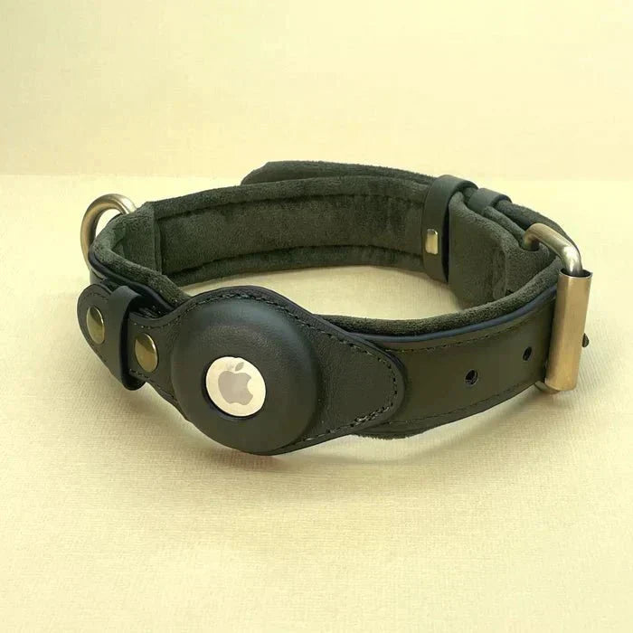 Dog Collar AirTag Holder Recycled Leather Waterproof