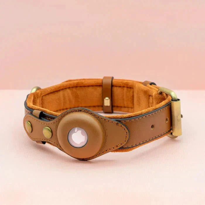 Dog Collar AirTag Holder Recycled Leather Waterproof