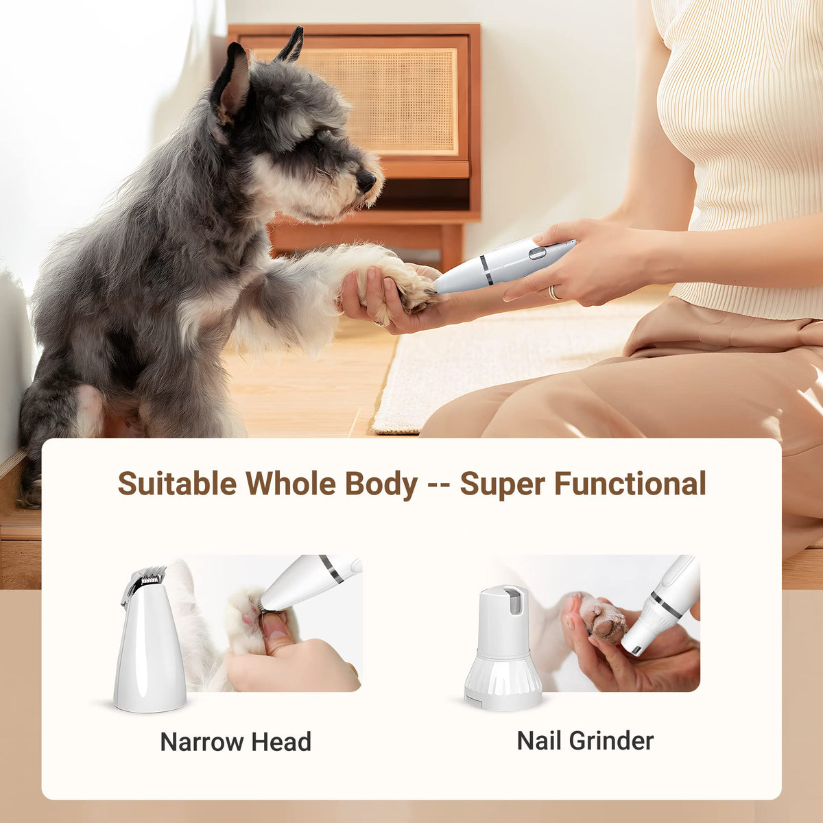 Dog Grooming Kit 4-in-1 Whisper-Quiet & Waterproof