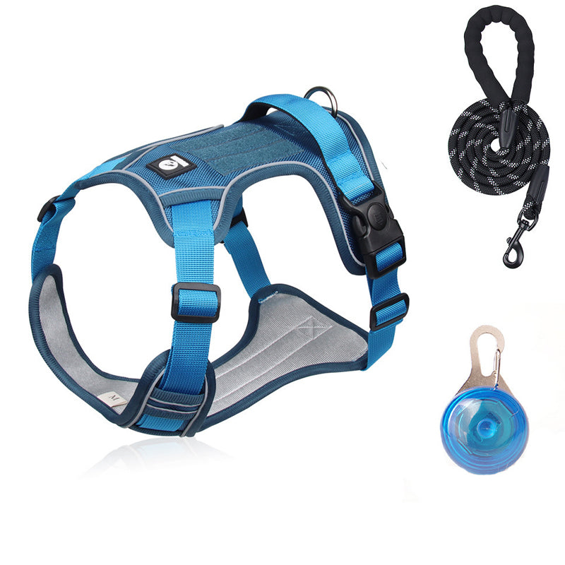 Dog Harness & Leash Anti-Pull Front-Clip LED Collar
