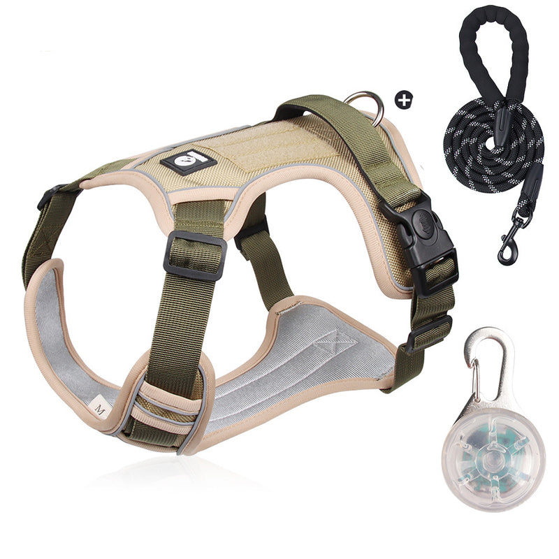 Dog Harness & Leash Anti-Pull Front-Clip LED Collar