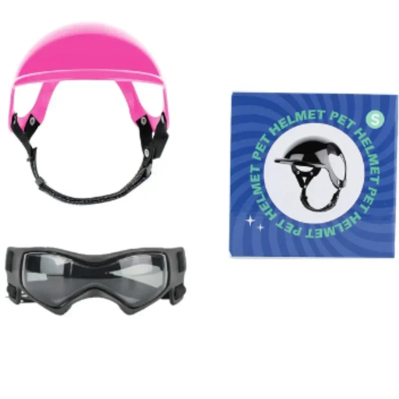 Dog Helmet & Goggles Adjustable Fit & Polycarbonate Lenses