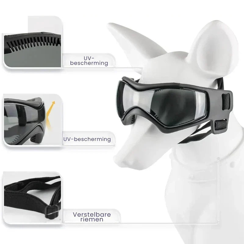 Dog Helmet & Goggles Adjustable Fit & Polycarbonate Lenses
