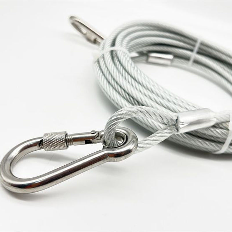 Dog Leash Chew-Resistant Steel Core Heavy-Duty Carabiners