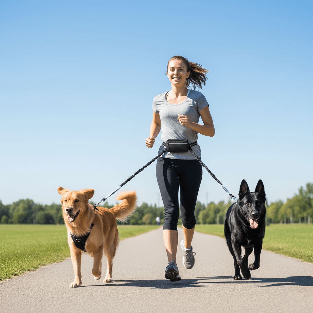 Dog Leash Hands-Free Shock-Absorbing Adjustable Hip Belt