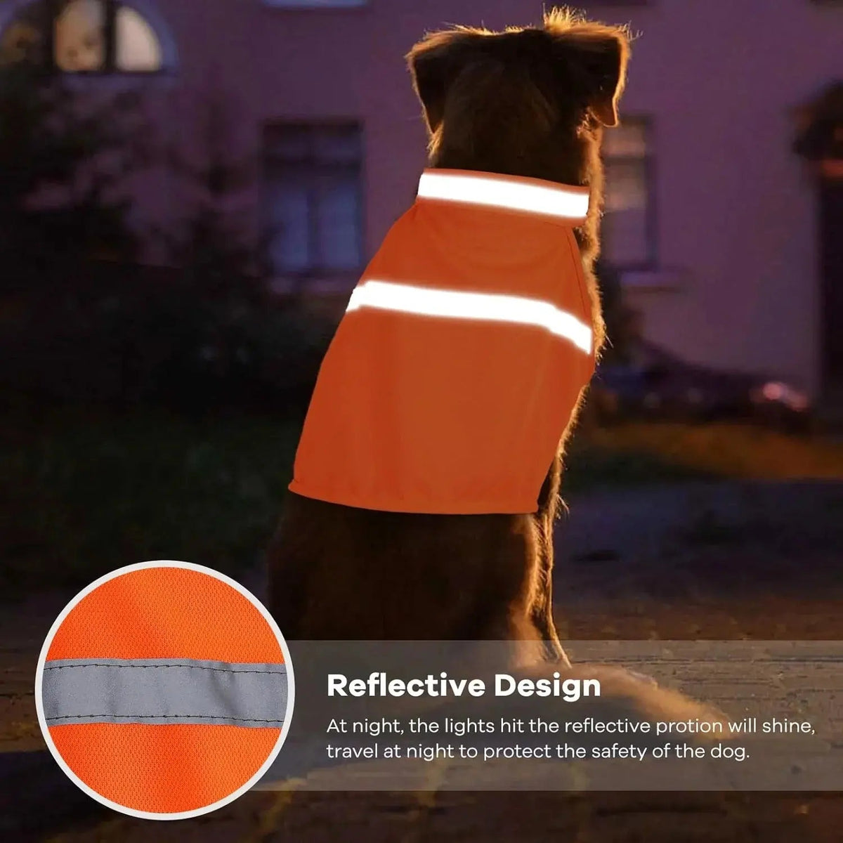 Dog Safety Vest High-Visibility Reflective Strips Adjustable Straps & Lightweight