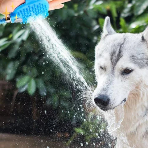 Dog Shower Glove Garden Hose Connection & Silicone Bristles