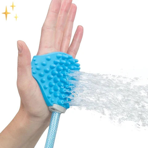 Dog Shower Glove Garden Hose Connection & Silicone Bristles