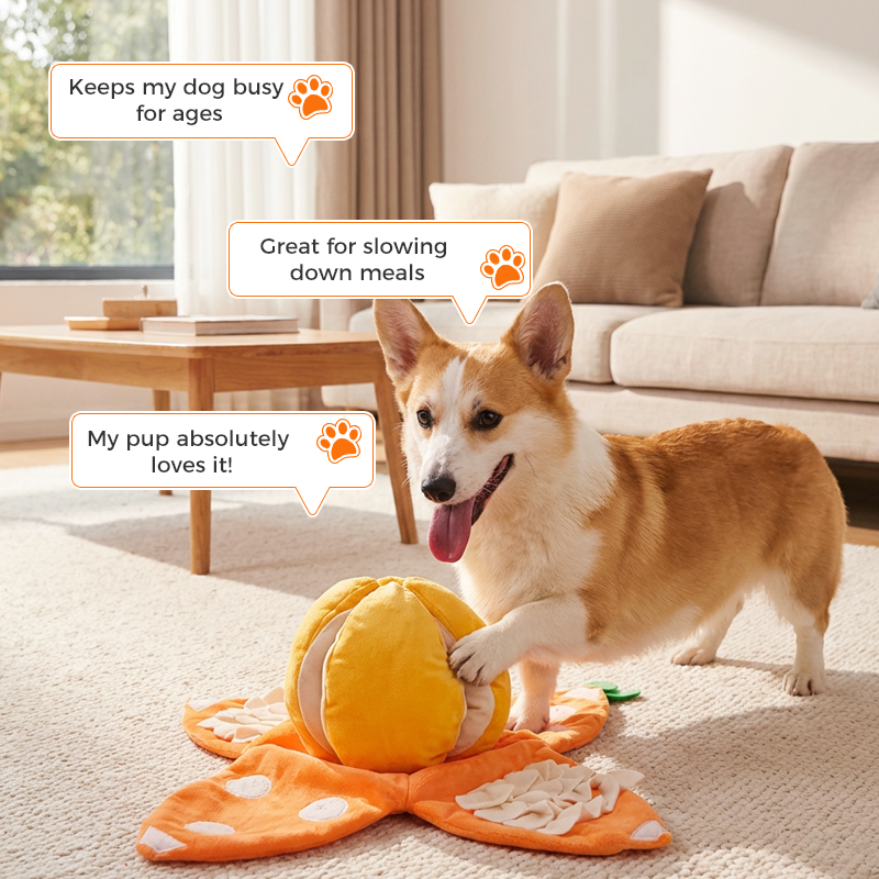 Dog Toy Interactive Treat Puzzle Plush Squeaker & Crinkle