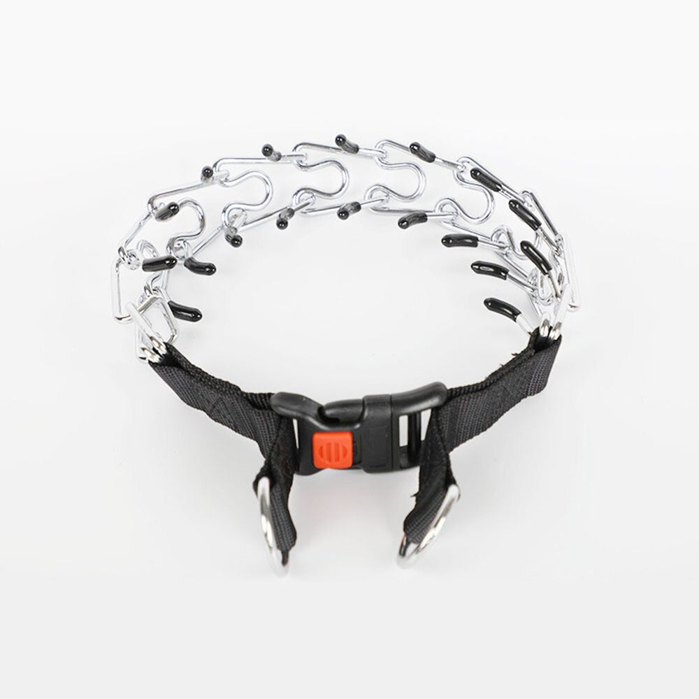 Dog Training Collar Quick-Release Buckle & D-Ring Chrome-Plated Chain