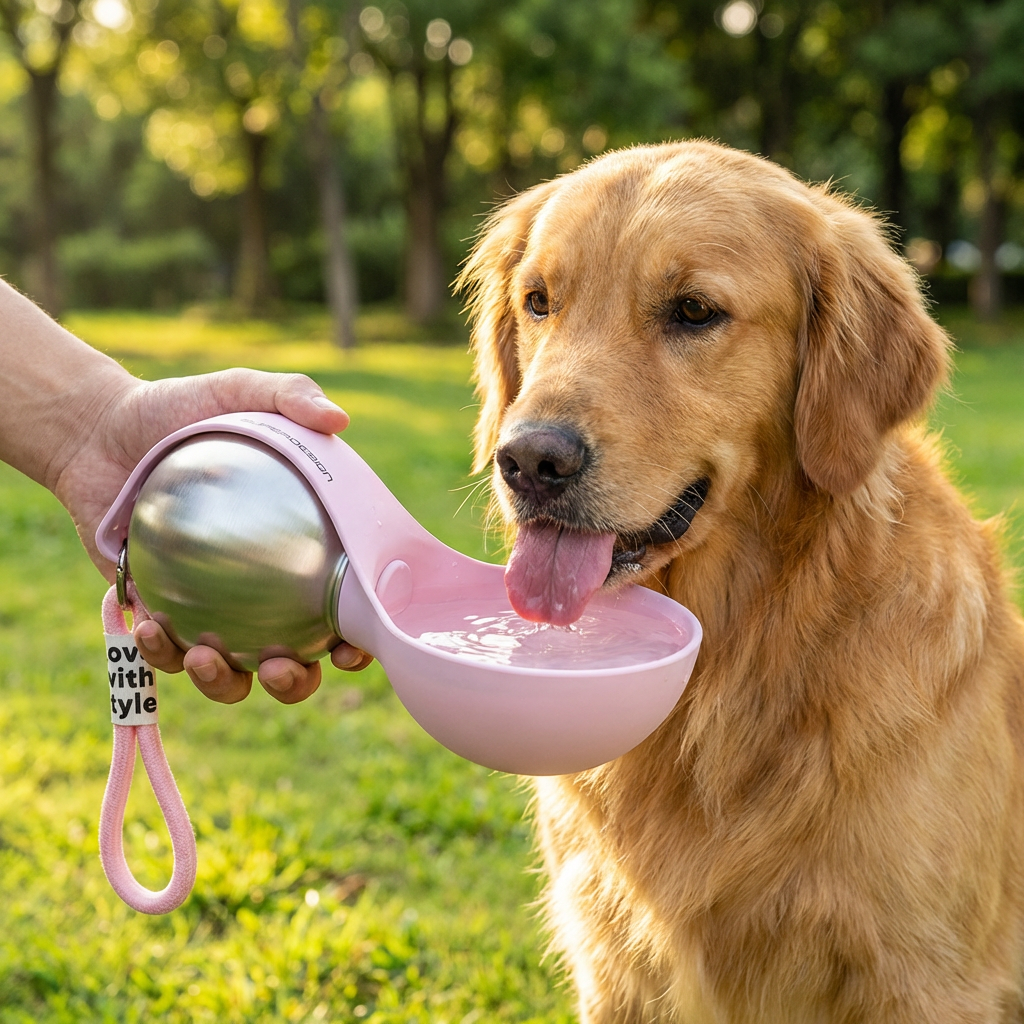 Dog Travel Water Bottle 2-in-1 Silicone Bowl