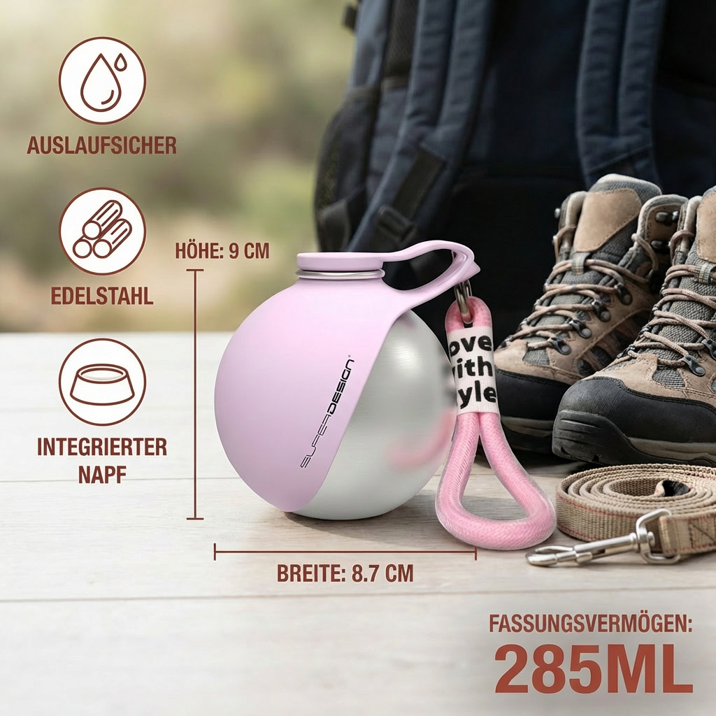 Dog Travel Water Bottle 2-in-1 Silicone Bowl