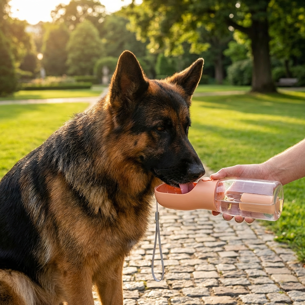 Dog Travel Water Bottle 3-in-1 600ml Built-In Bowl