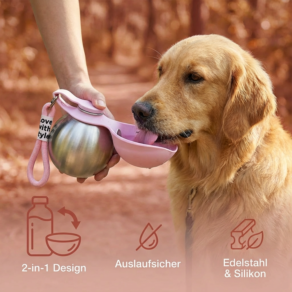 Dog Travel Water Bottle Integrated Silicone Bowl Leak-Proof
