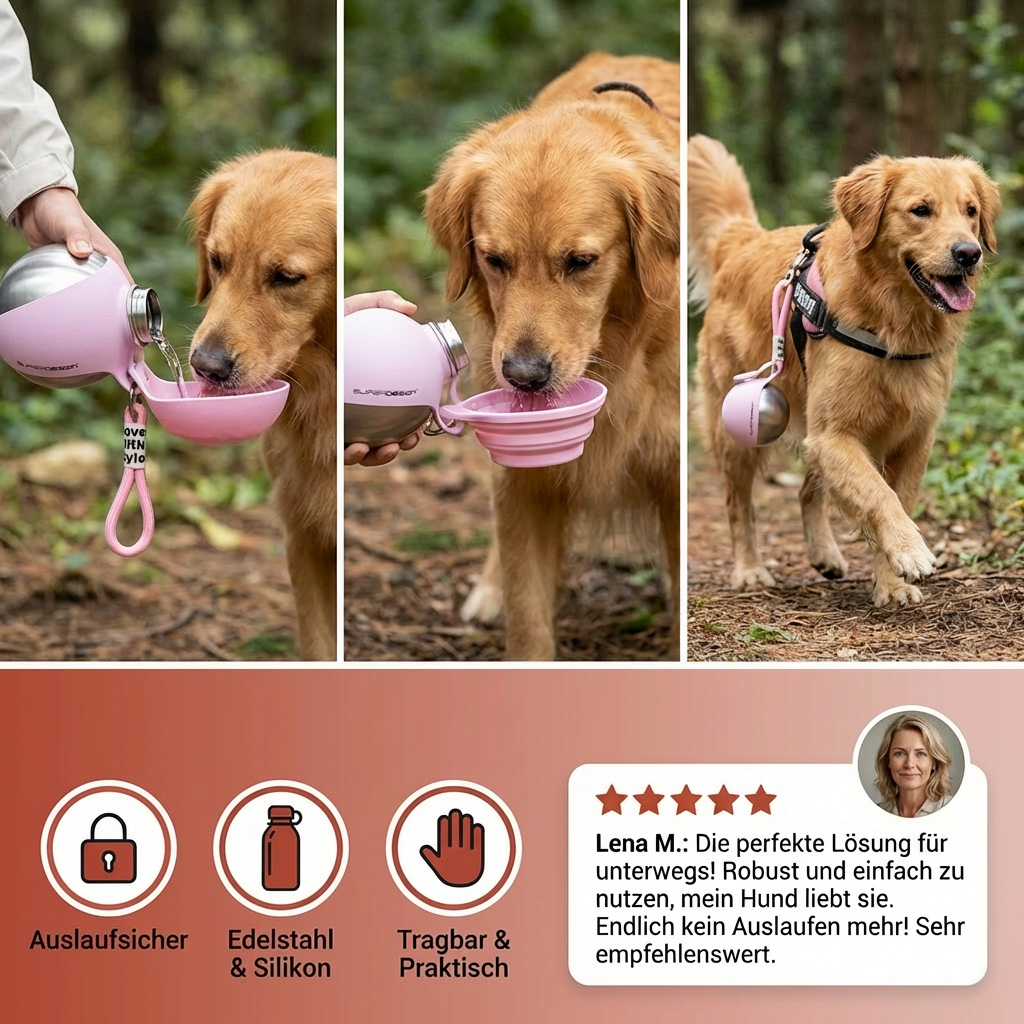 Dog Travel Water Bottle Integrated Silicone Bowl Leak-Proof