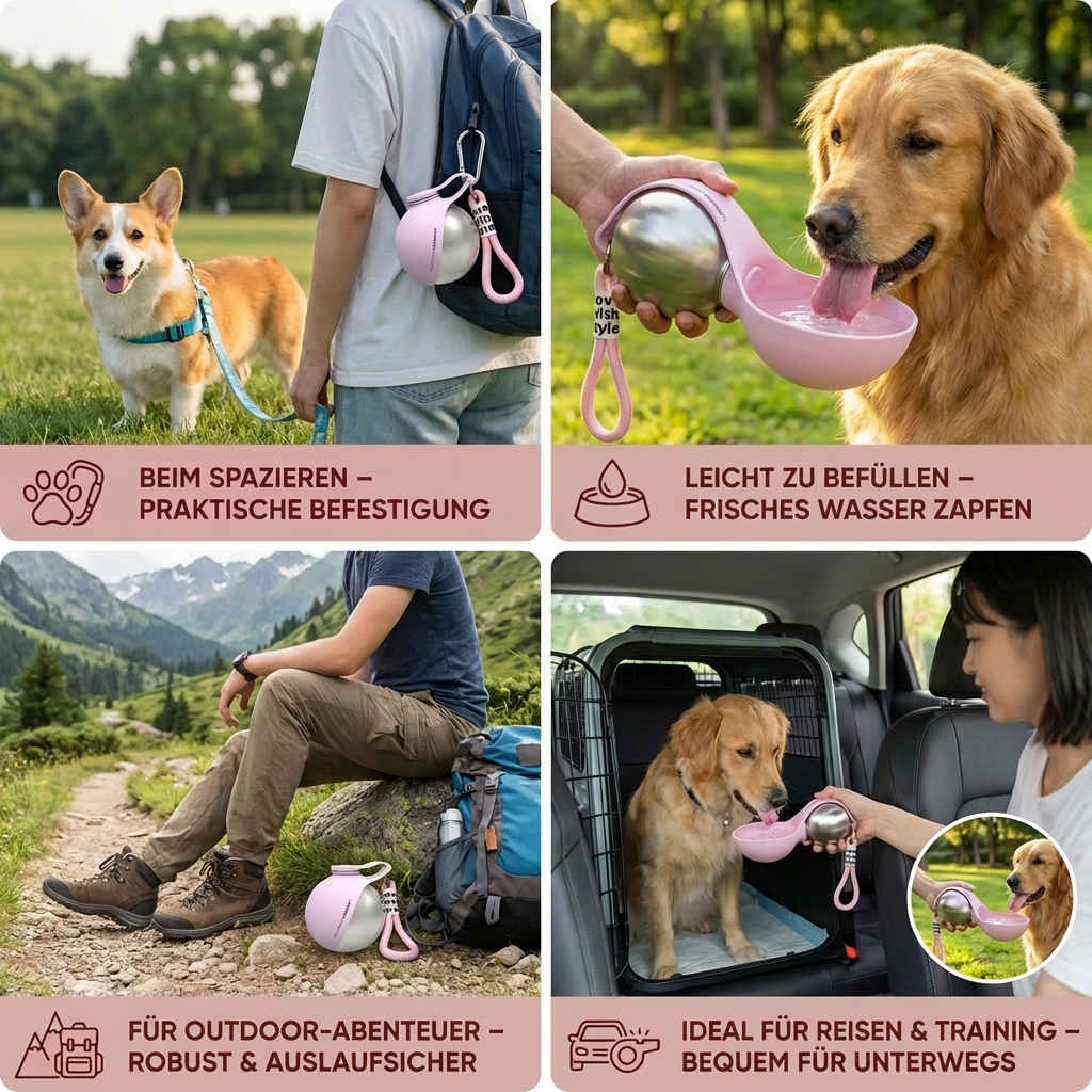 Dog Travel Water Bottle Integrated Silicone Bowl Leak-Proof