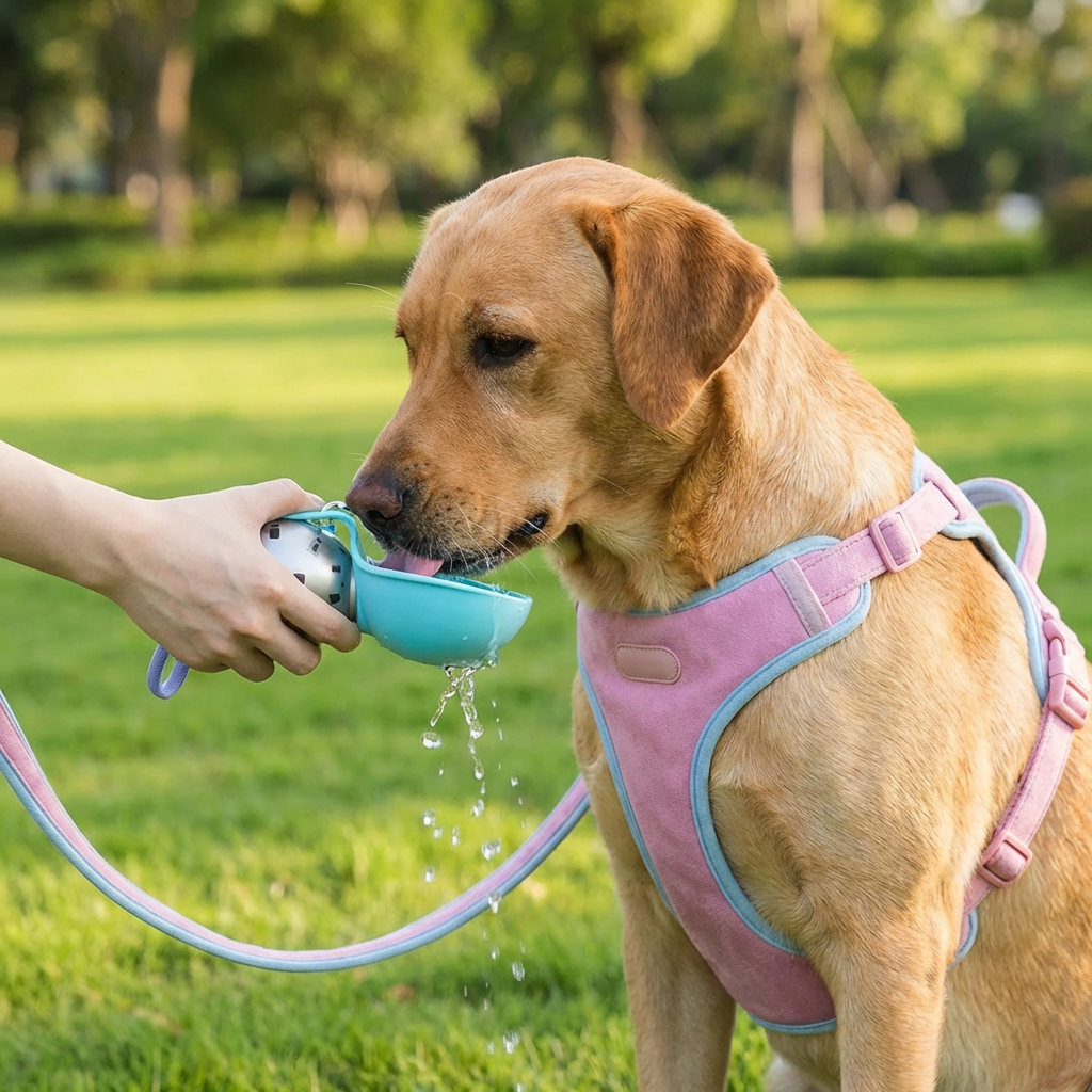 Dog Travel Water Bottle Integrated Silicone Bowl Leak-Proof