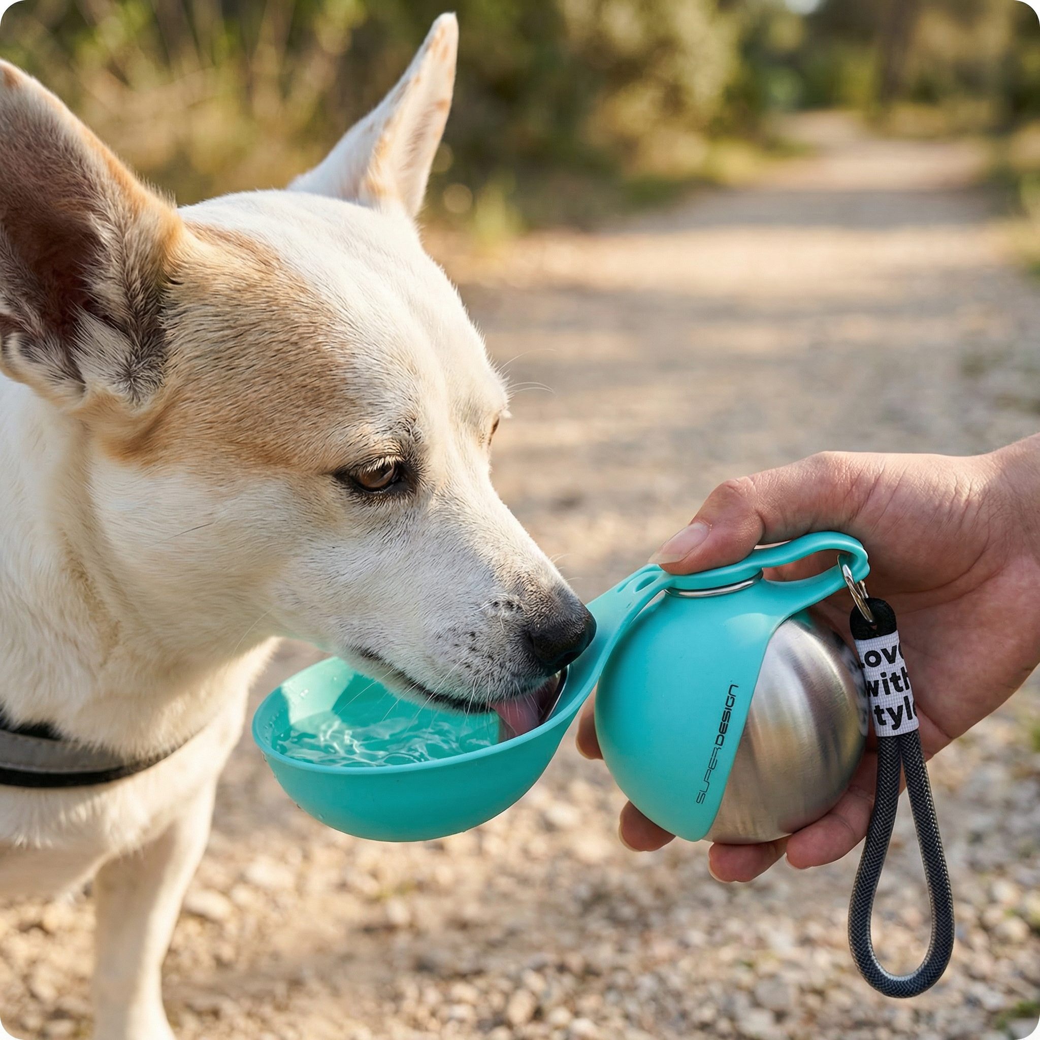 Dog Water Bottle Stainless Steel Foldable Silicone Bowl