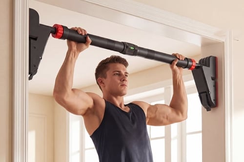 Door Frame Pull-Up Bar No-Drill Triple Lock Built-In Level