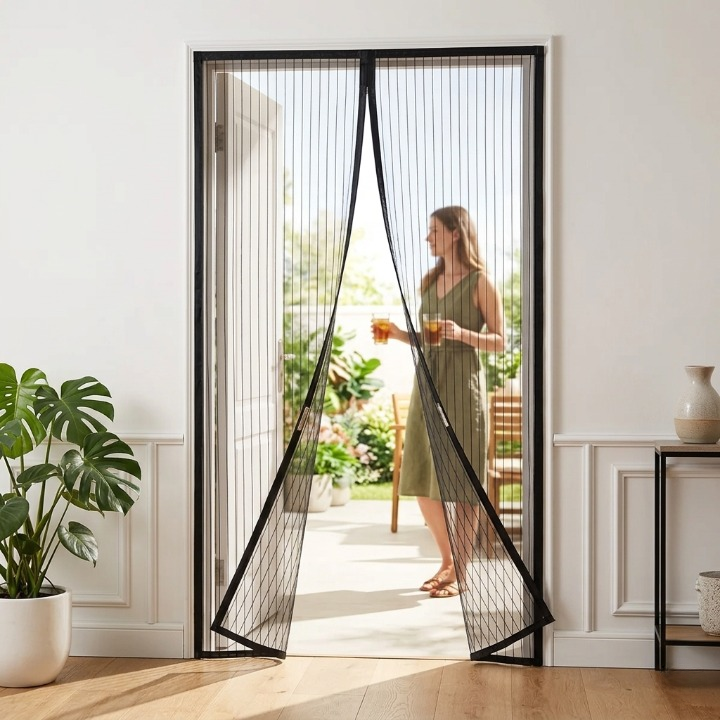 Door Insect Screen Magnetic Self-Closing No-Drill