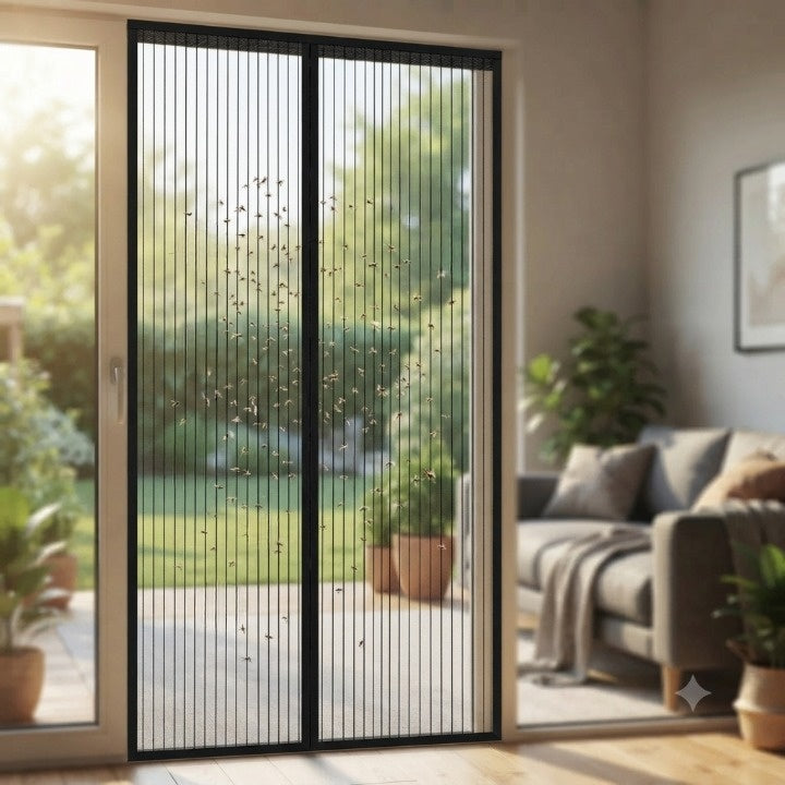 Door Insect Screen Magnetic Self-Closing No-Drill