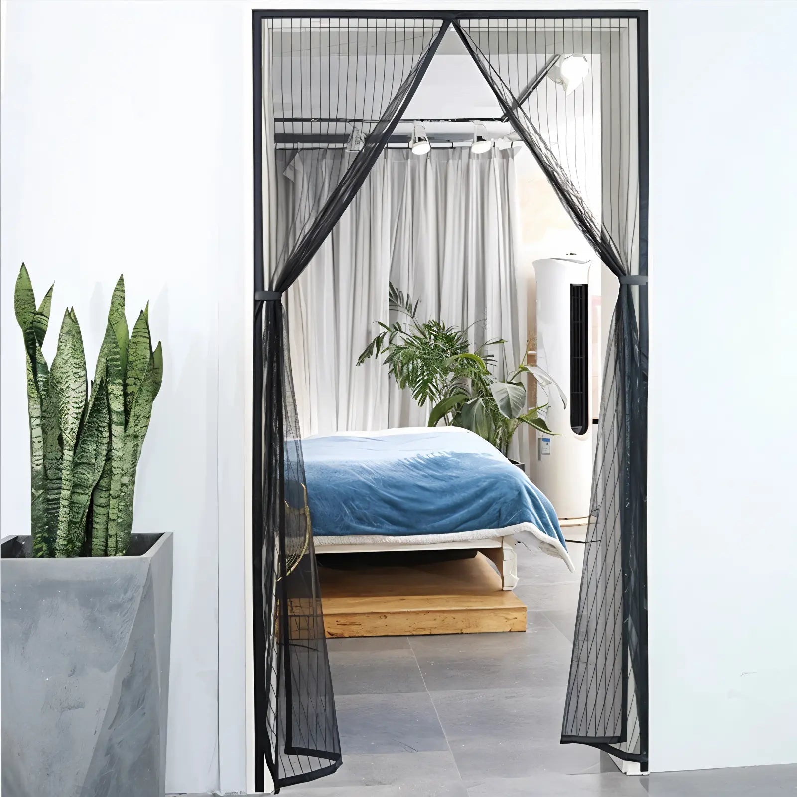 Door Insect Screen Magnetic Self-Closing Polyester Mesh