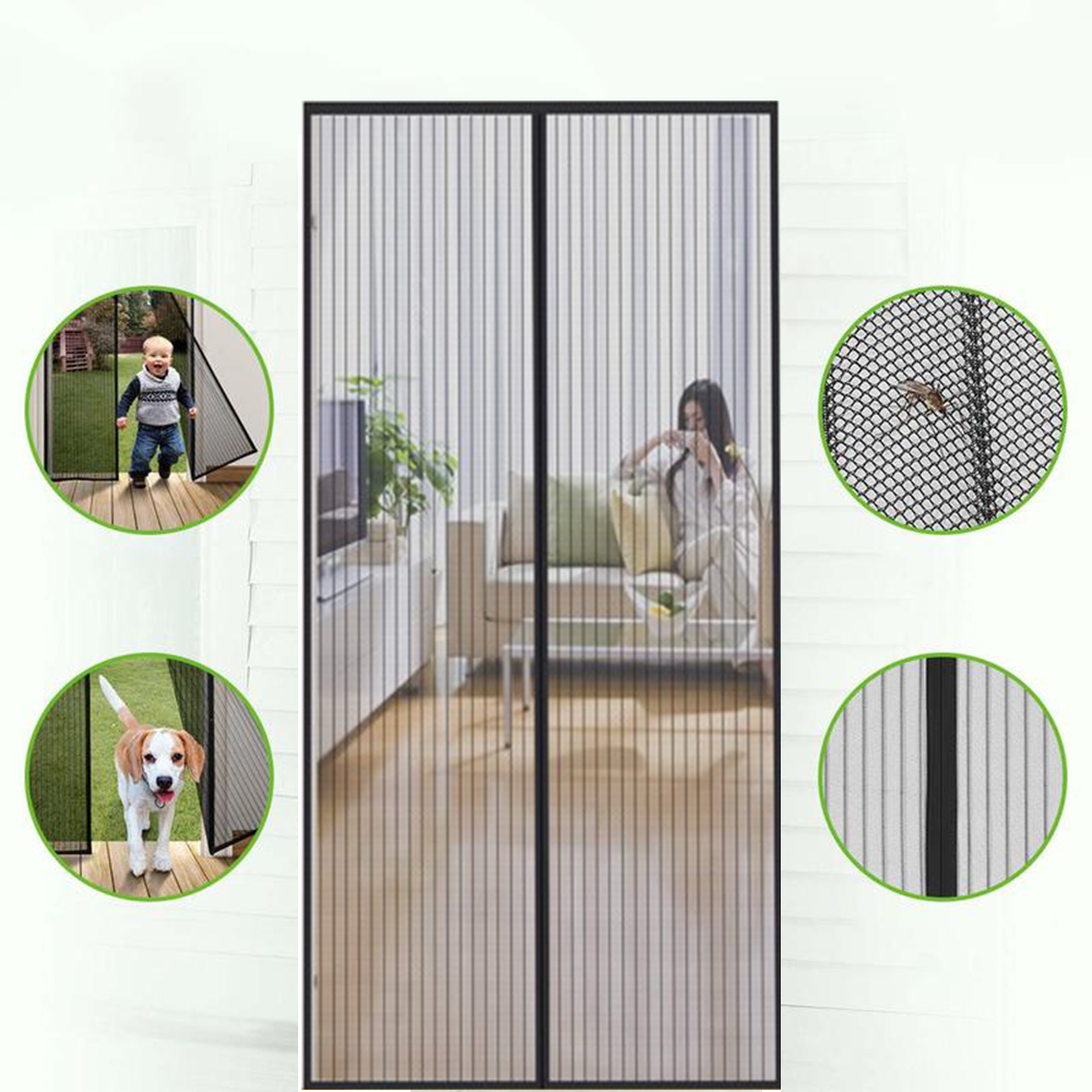Door Insect Screen Magnetic Self-Closing Polyester Mesh