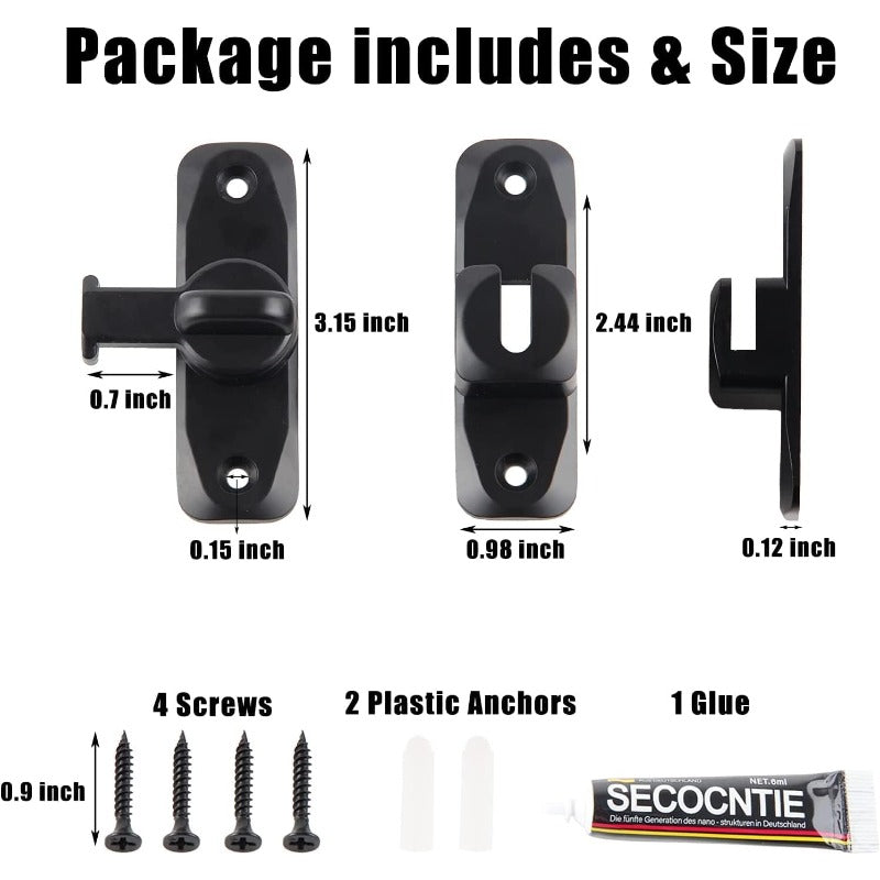 Door Latch Adjustable 90° & 180° Zinc Alloy