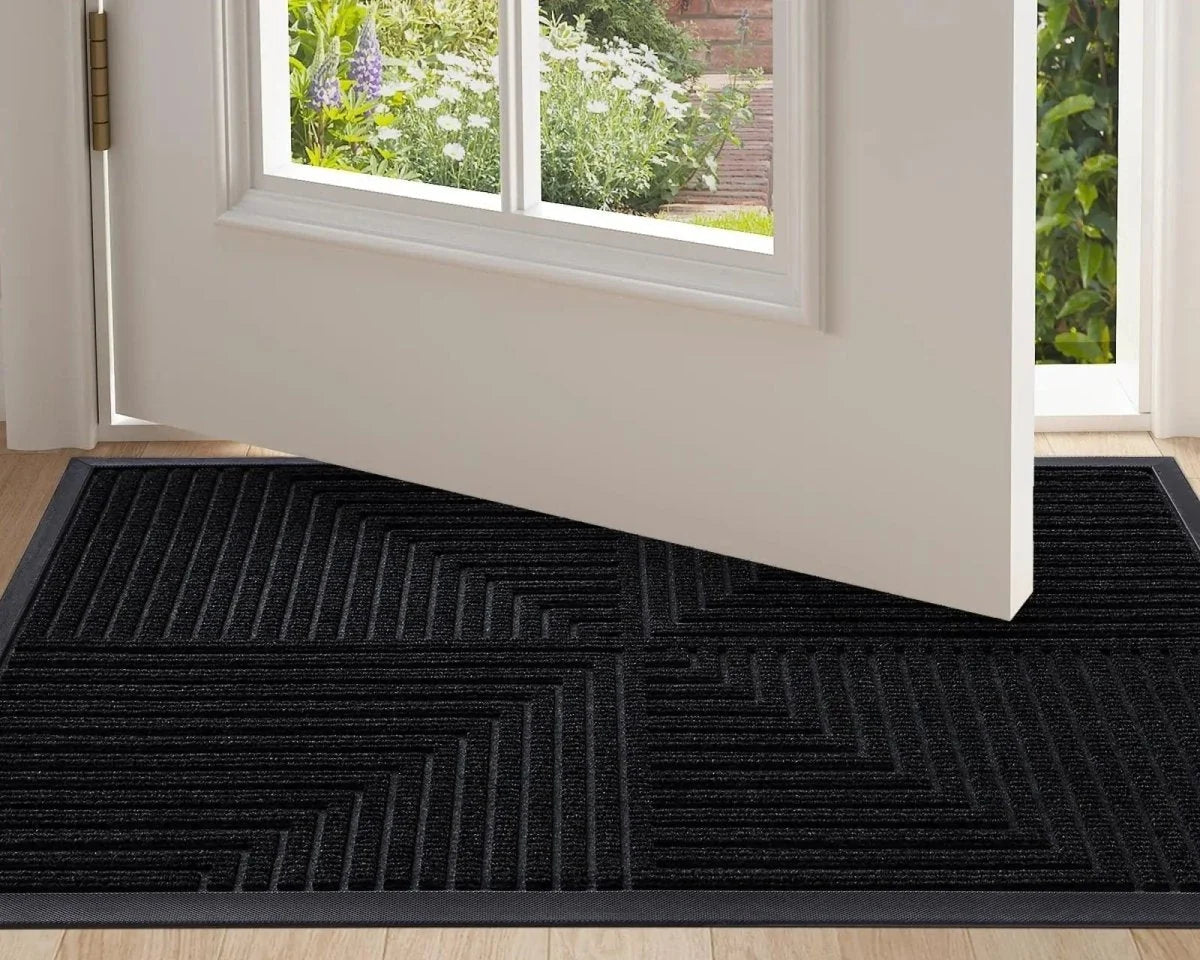 Doormat Heavy-Duty Striped Polyester Non-Slip Rubber Backing